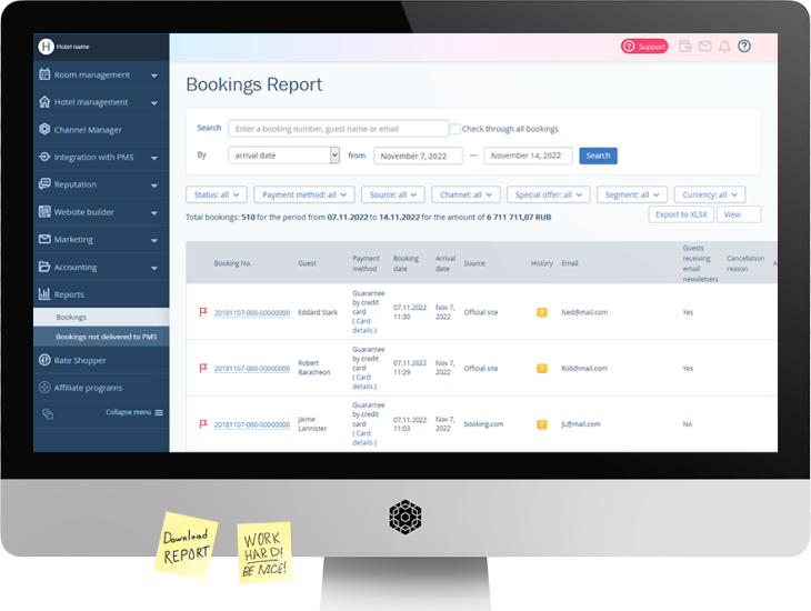 Monitor your sales performance on the connected channels. In TravelLine Channel Manager, find detailed reports and learn which channels bring you the most bookings.