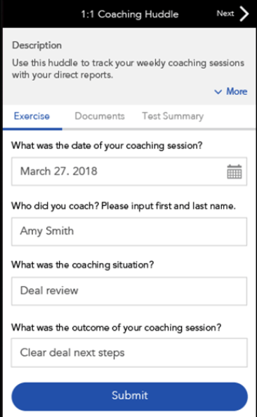 Saleshood screenshot: SalesHood one-on-one coaching screenshot