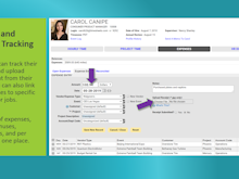 Timesheets.com Software - The expense timesheet shows recorded expenses and allows employees to upload receipts.
