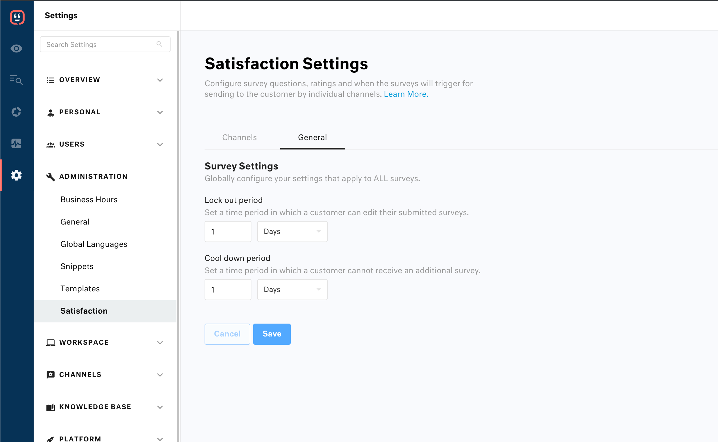 Kustomer satisfaction surveys screenshot