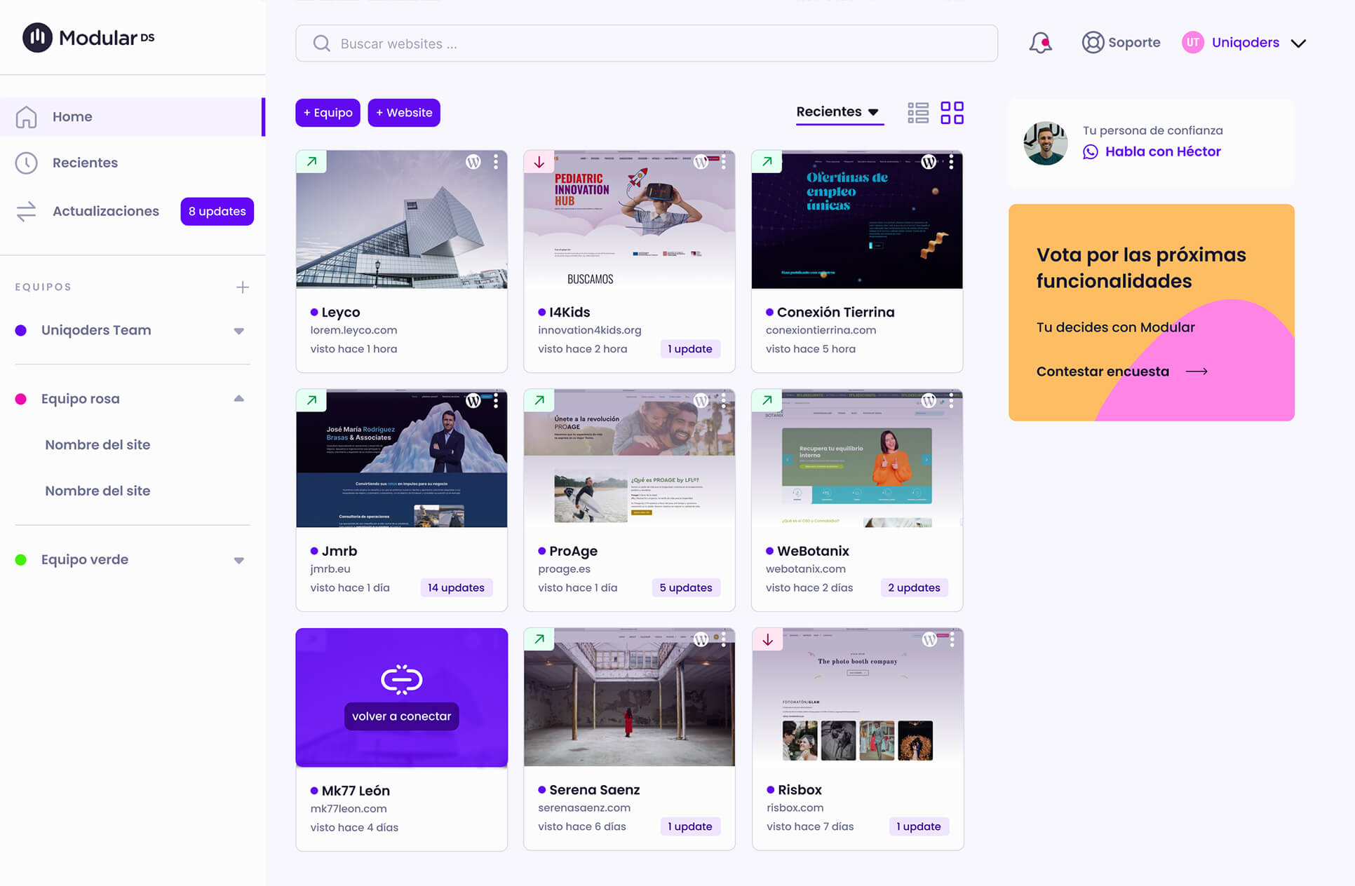 Dashboard for all your websites