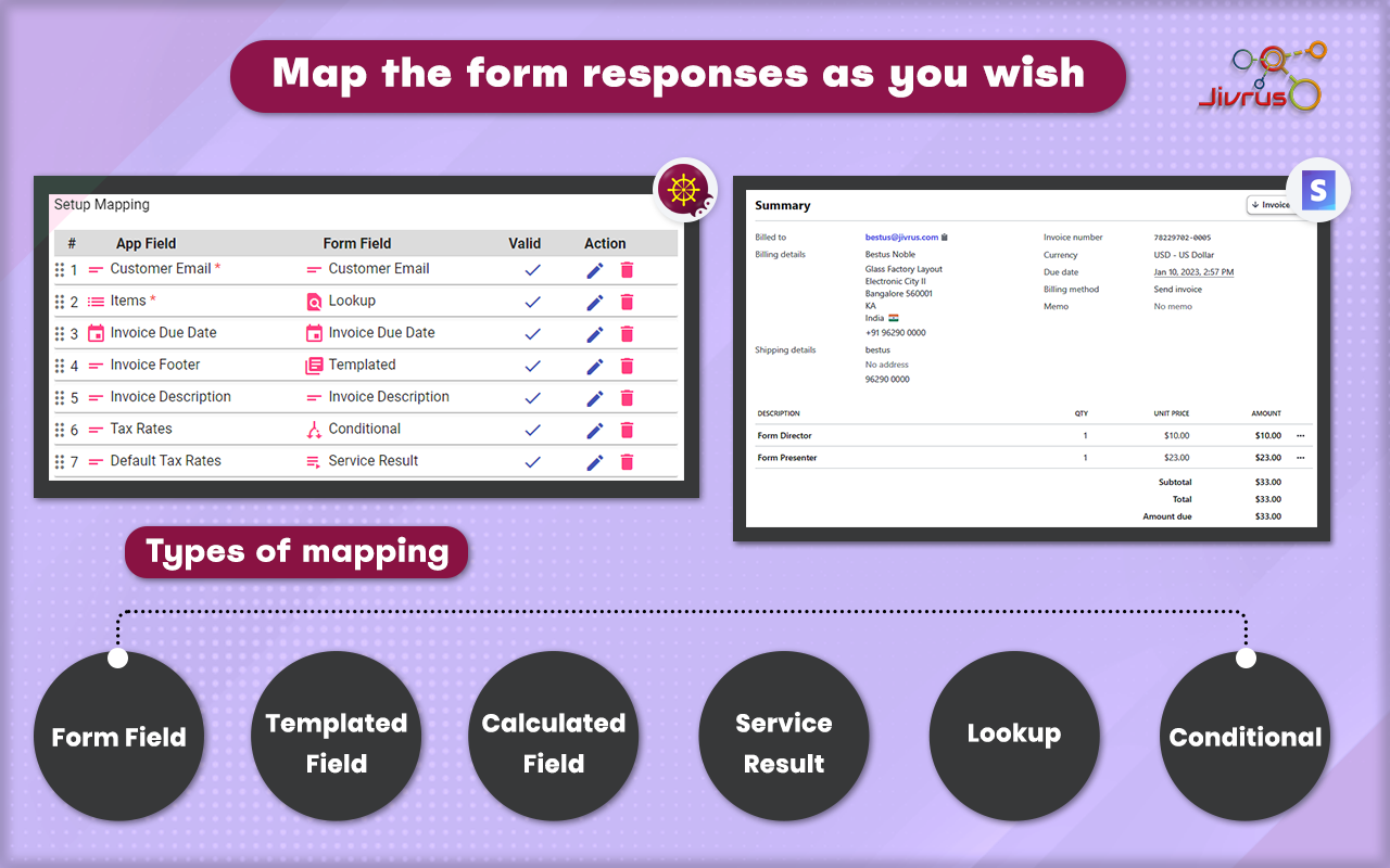 Map the form responses as you wish