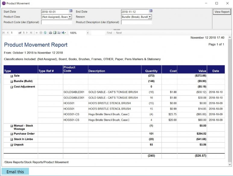 MyPOS Connect comprehensive inventory reporting