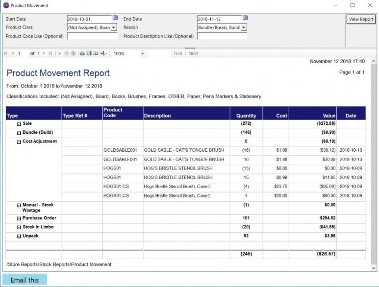 MyPOS Connect Software - MyPOS Connect comprehensive inventory reporting