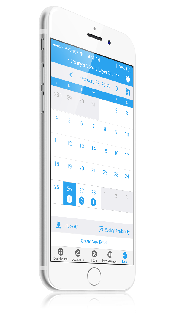 Movista Software - Simple calendar view for scheduling store visits, audits or other events