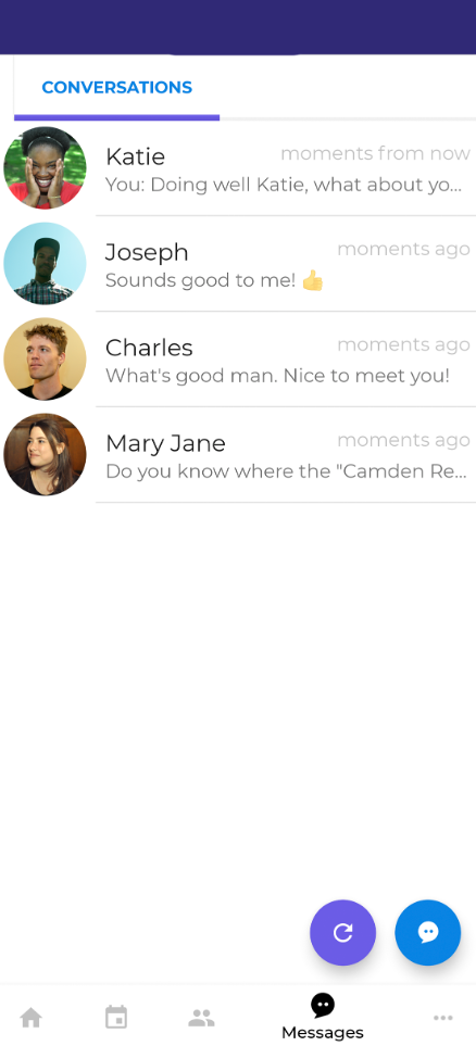 Eventus screenshot: Eventus conversations
