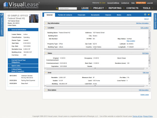 Visual Lease Software - Map icons link directly to lease records in Visual Lease