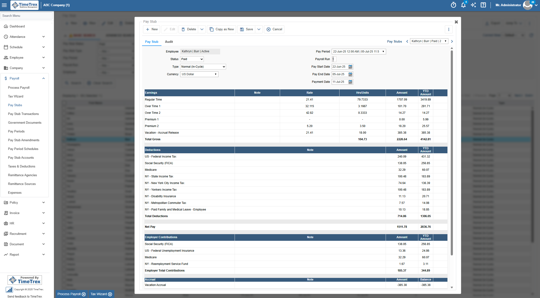 TimeTrex Software - Desktop Payroll Pay Stubs
