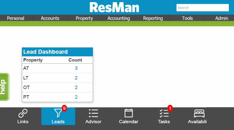 ResMan Software - Lead dashboard
