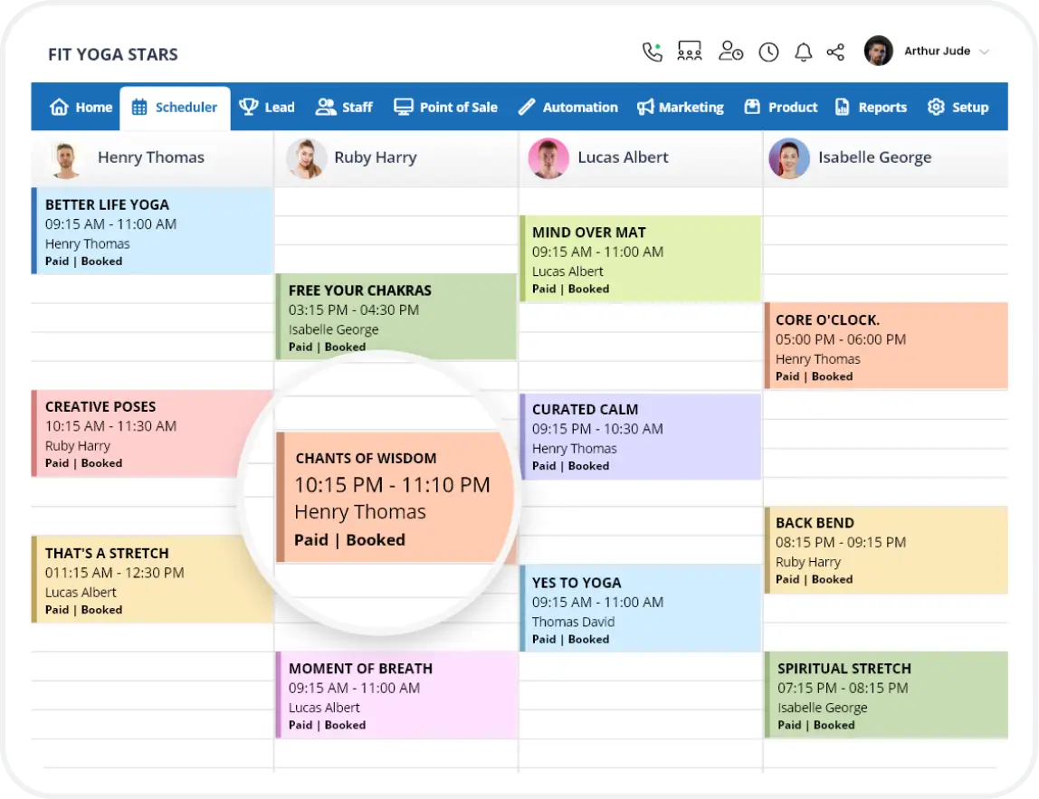 Yoga booking & scheduling software for client & staff management