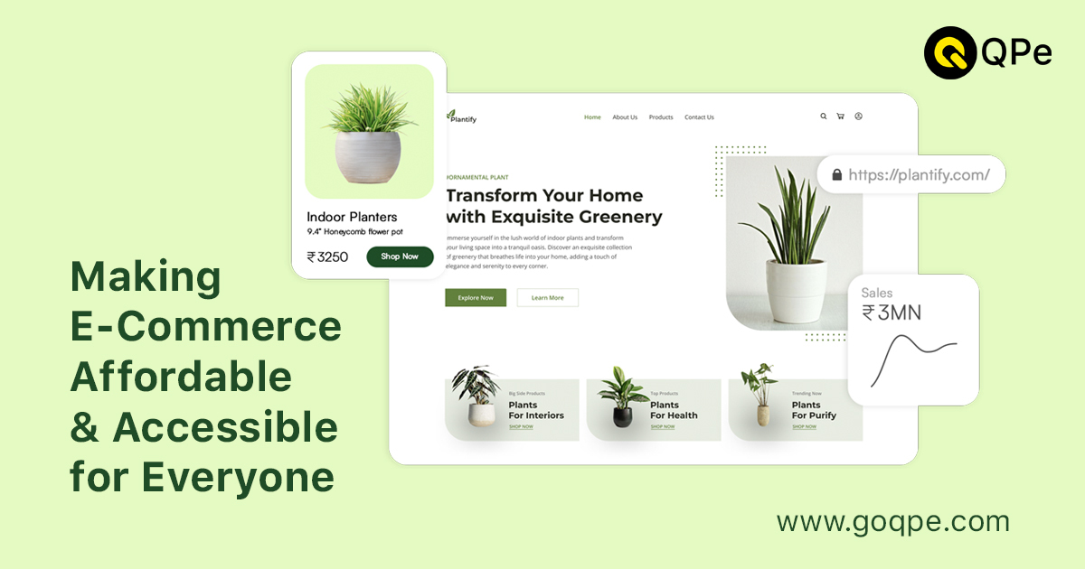 QPe screenshot: Create Ecommerce Website. Manage, Run and Grow your Business with QPe.