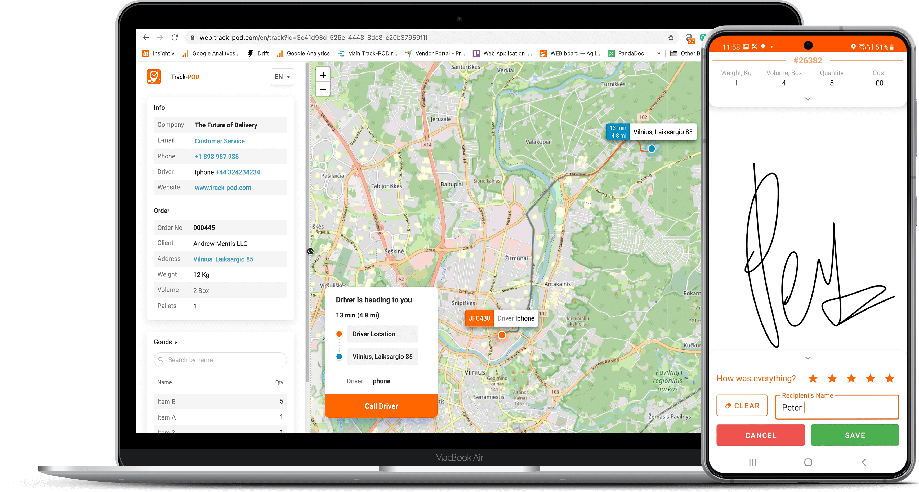 Live Tracking using Delivery Driver App