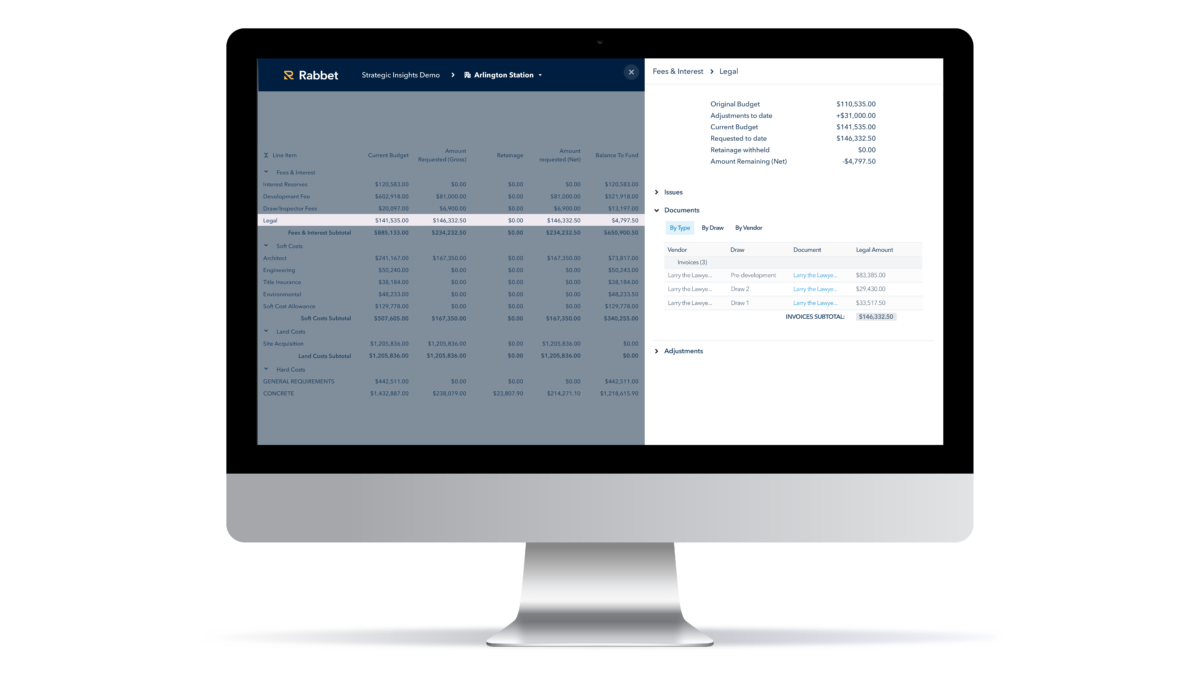 Rabbet for Real Estate Developers screenshot: Proactive budget management with anticipated cost reporting