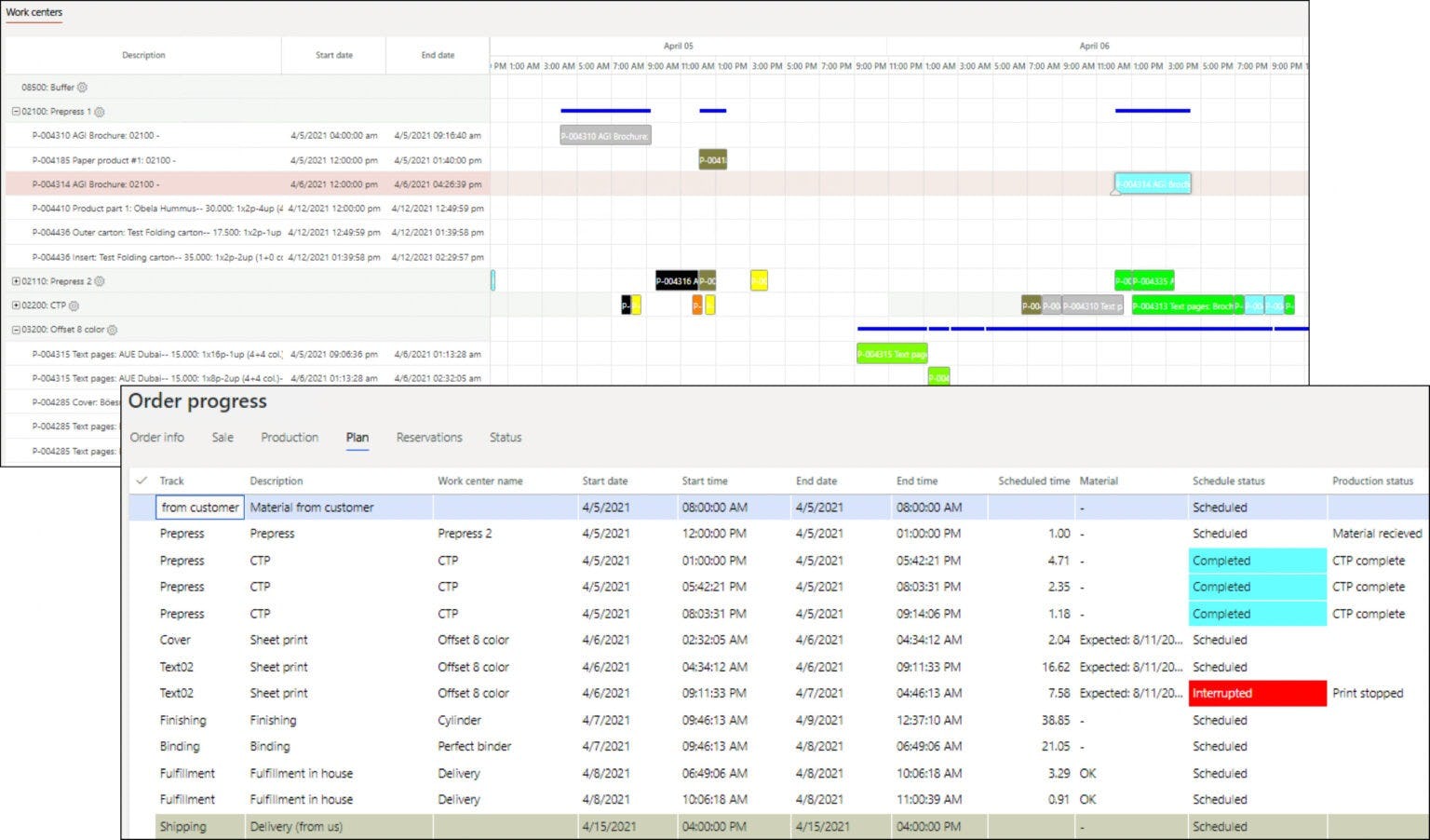 DynamicsPrint Software - Scheduling - the ultimate tool to organize your production the most efficient way.