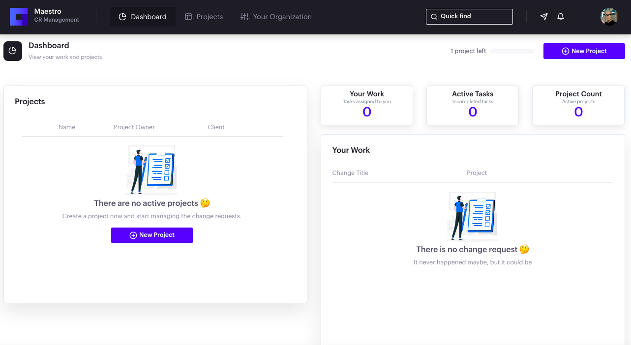 MaestroCR screenshot: Dashboard