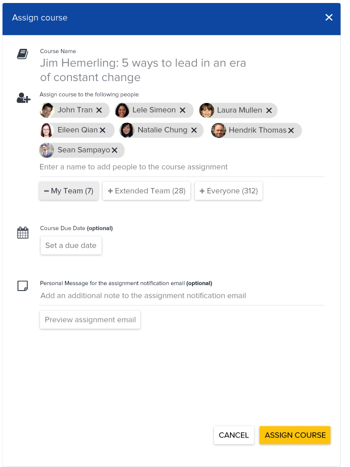 Assign courses and track completion