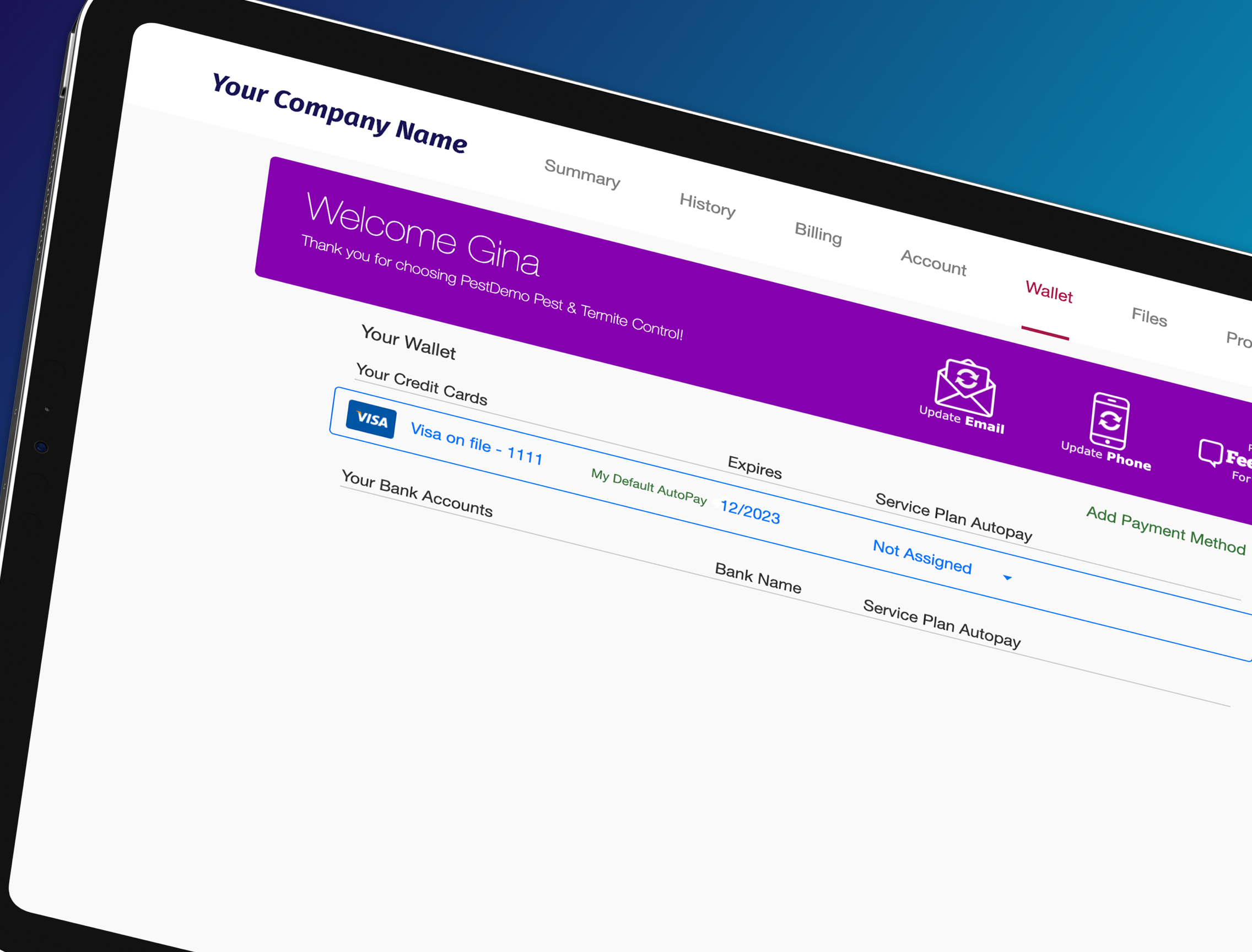 Convenient customer access through your branded Customer Portal 