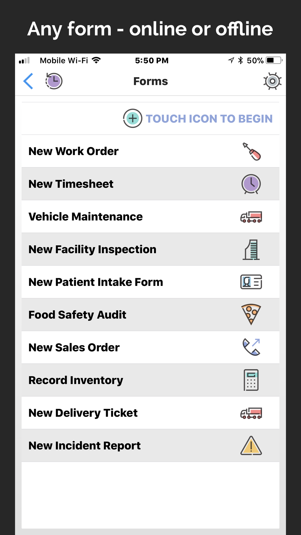 Forms On Fire Software - Forms work online or offline.