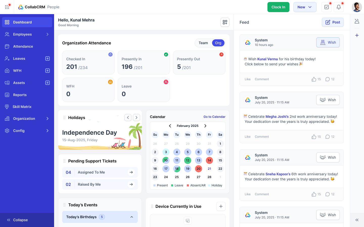 CollabCRM screenshot: CollabCRM dashboard