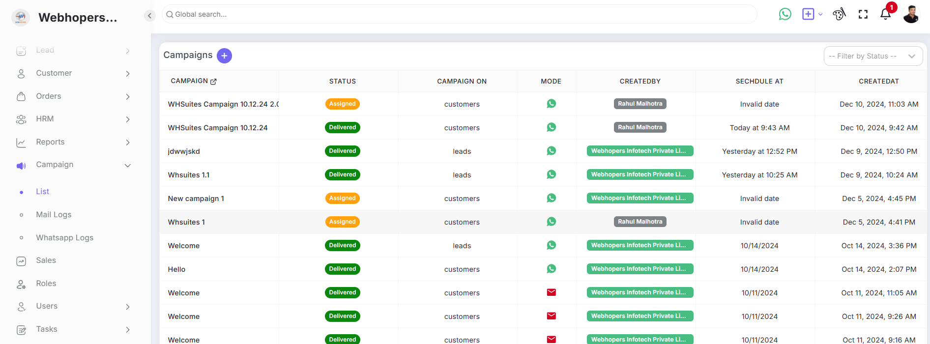 WHSuites Software - WHSuites Dashboard