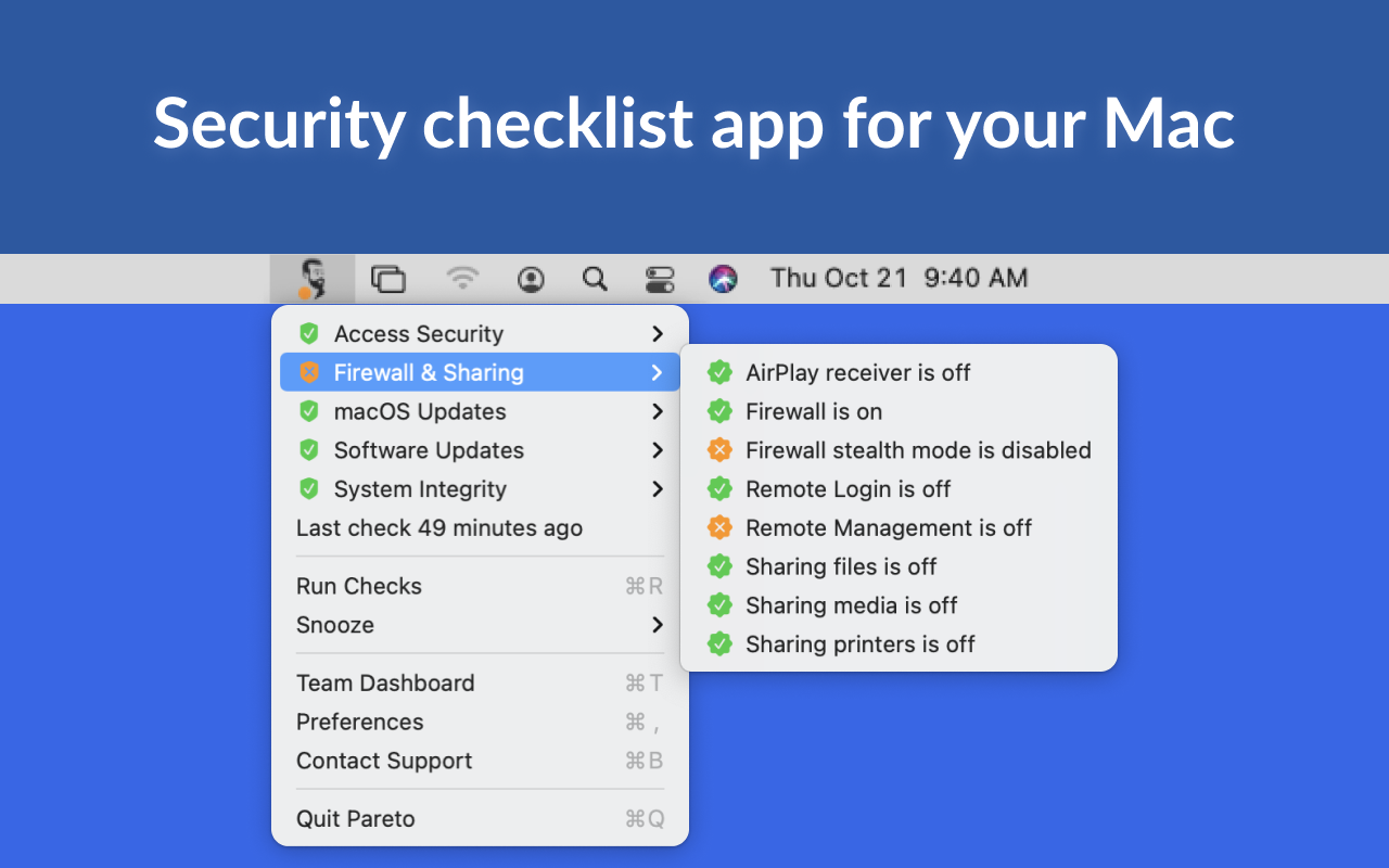 Pareto Security checklist