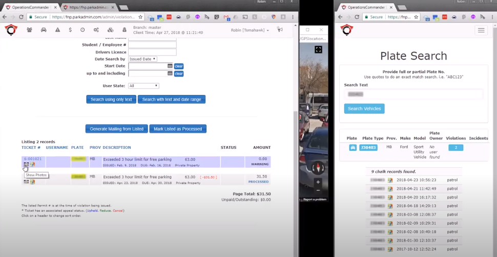 ViolationAdmin vehicle records