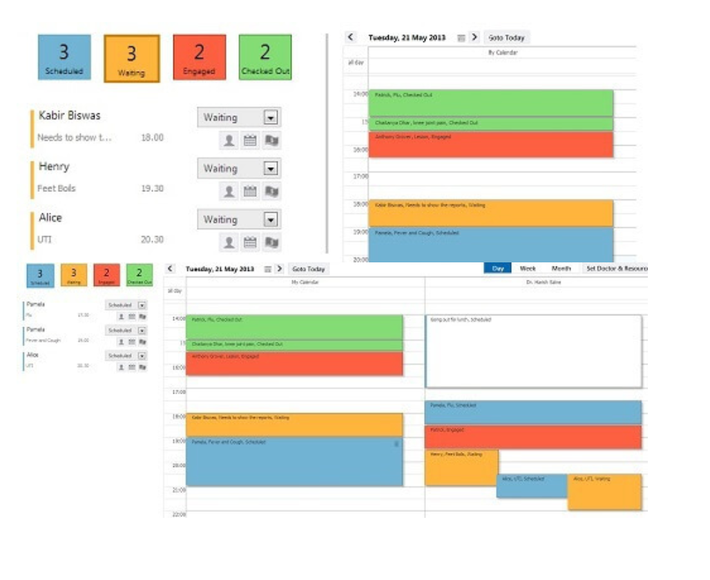 Clinicea's scheduling tools allow users to manage the scheduling of individual or multiple doctors, as well as resources such as rooms, beds, chairs, and procedure machines