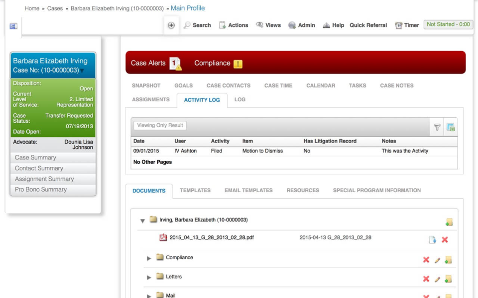 LegalServer Software - LegalServer case documents