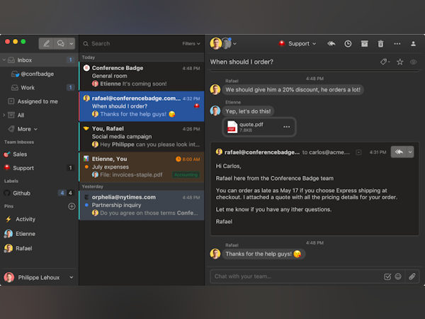Missive Software - With a nice dark theme!