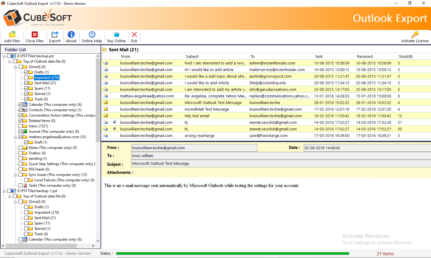 Outlook Export Software - 3