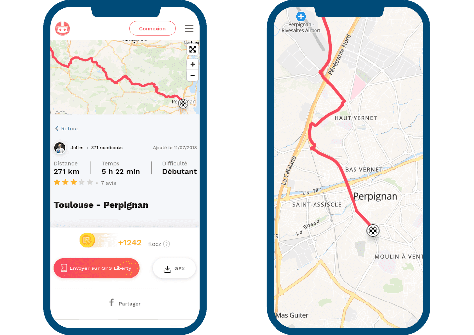 Jawg Maps itinerary routing on mobile