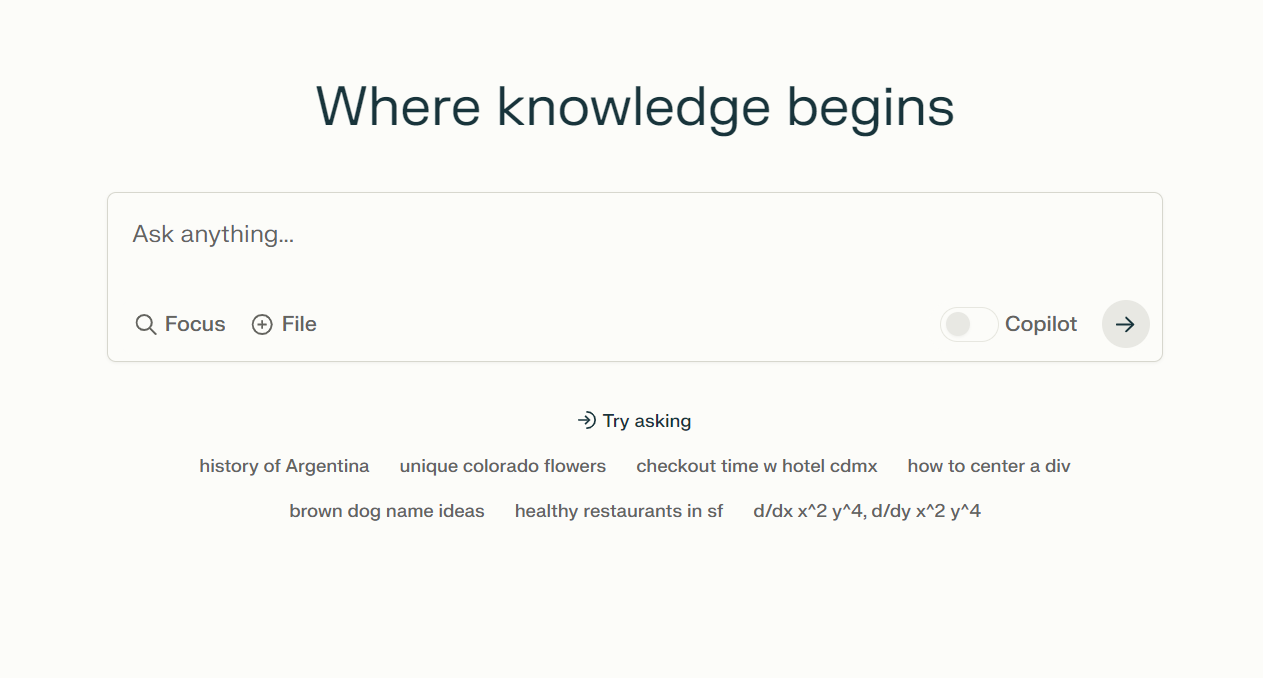 Perplexity screenshot: Perplexity chatbot
