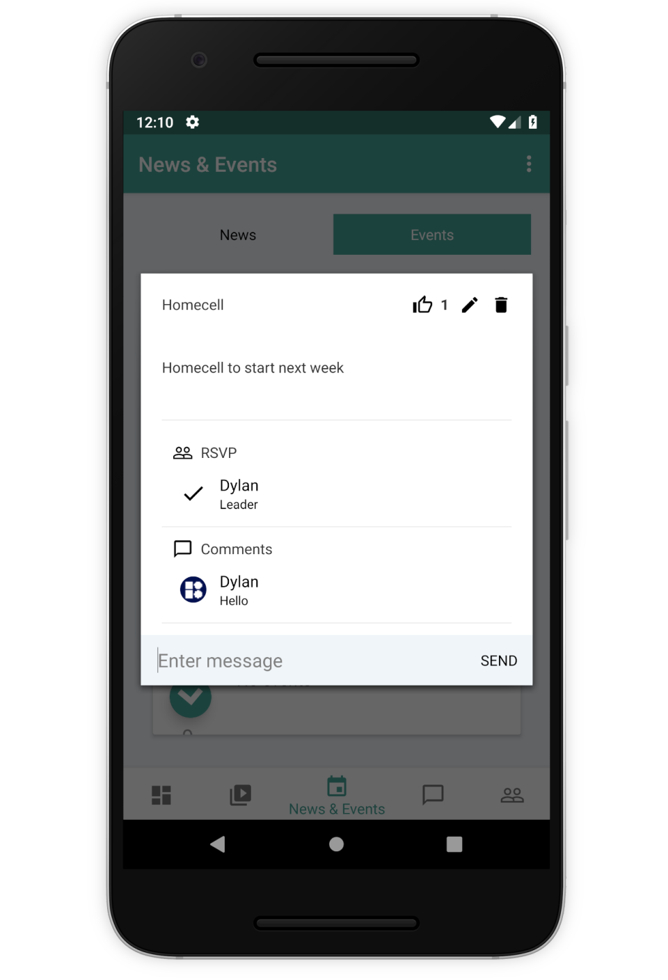 eDisciples screenshot: eDisciples event and RSVP management