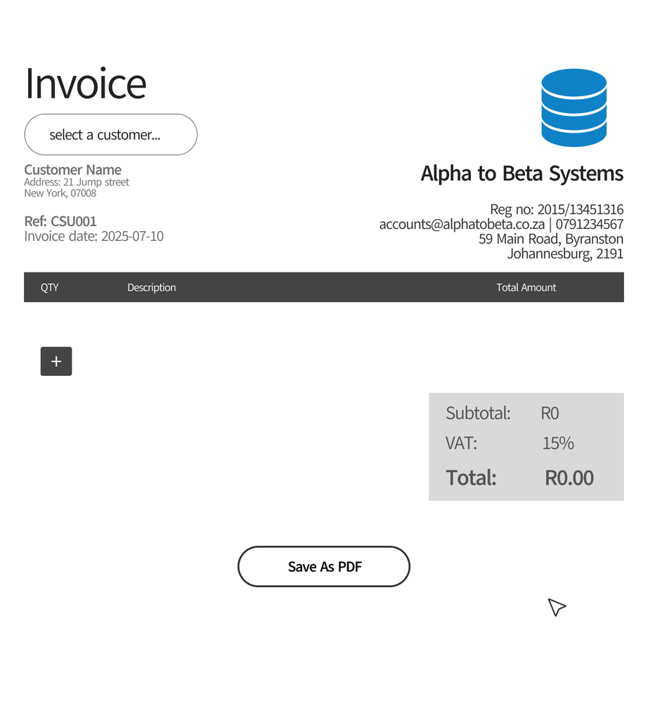 Beta Invoice screenshot: Beta Invoice templates