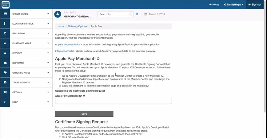 EzPay America Software - EzPay America Apple Pay configuration
