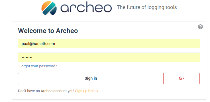 Archeo user login