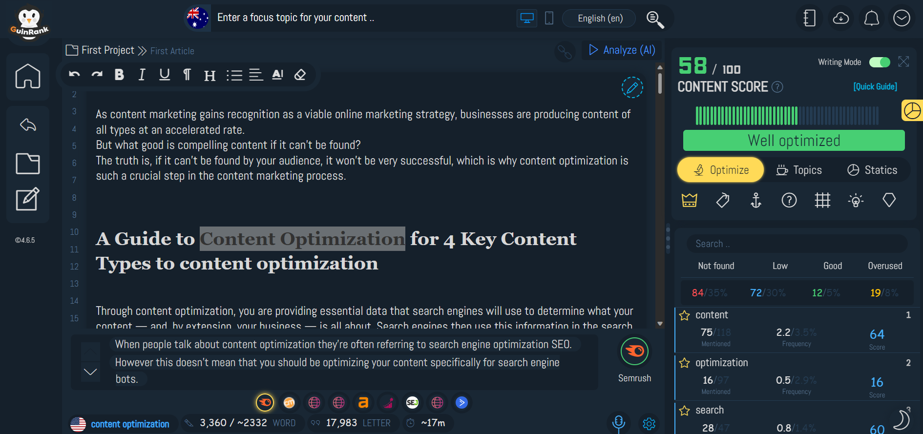 Content Optimization