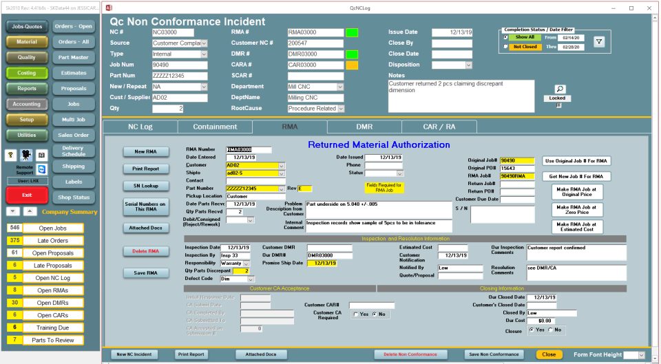 ShopKeeper Job Control Software - Unified QC document