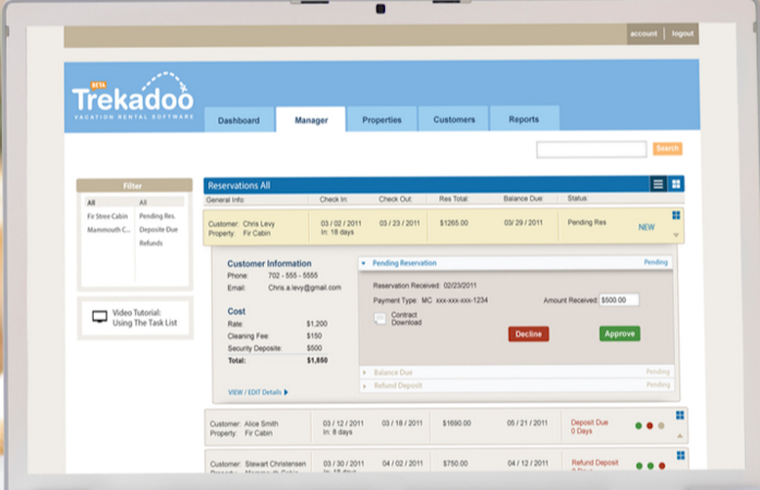 Trekadoo screenshot: Trekadoo helps users manage bookings and accepts credit card payments