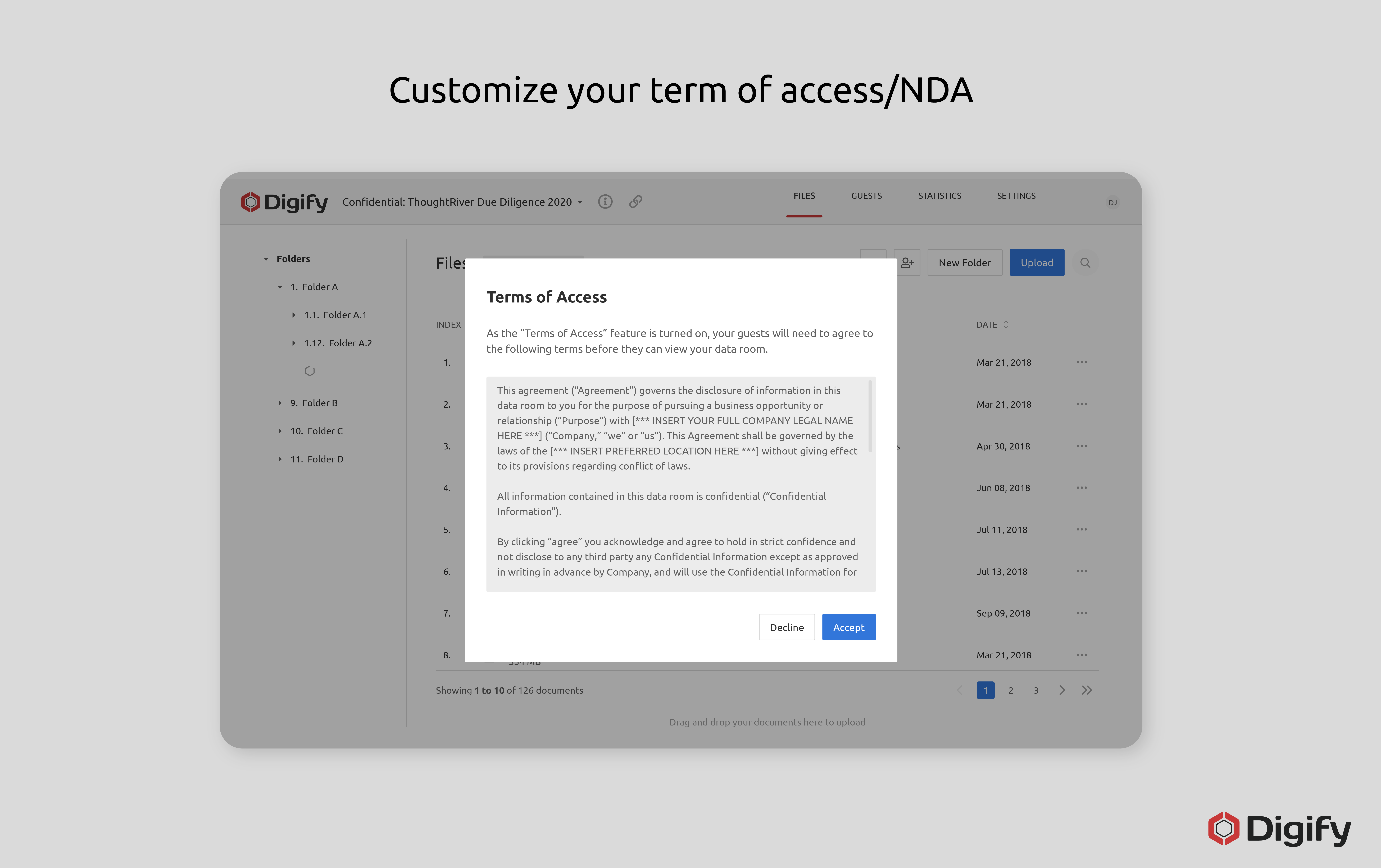 Custom Terms of Access / NDA