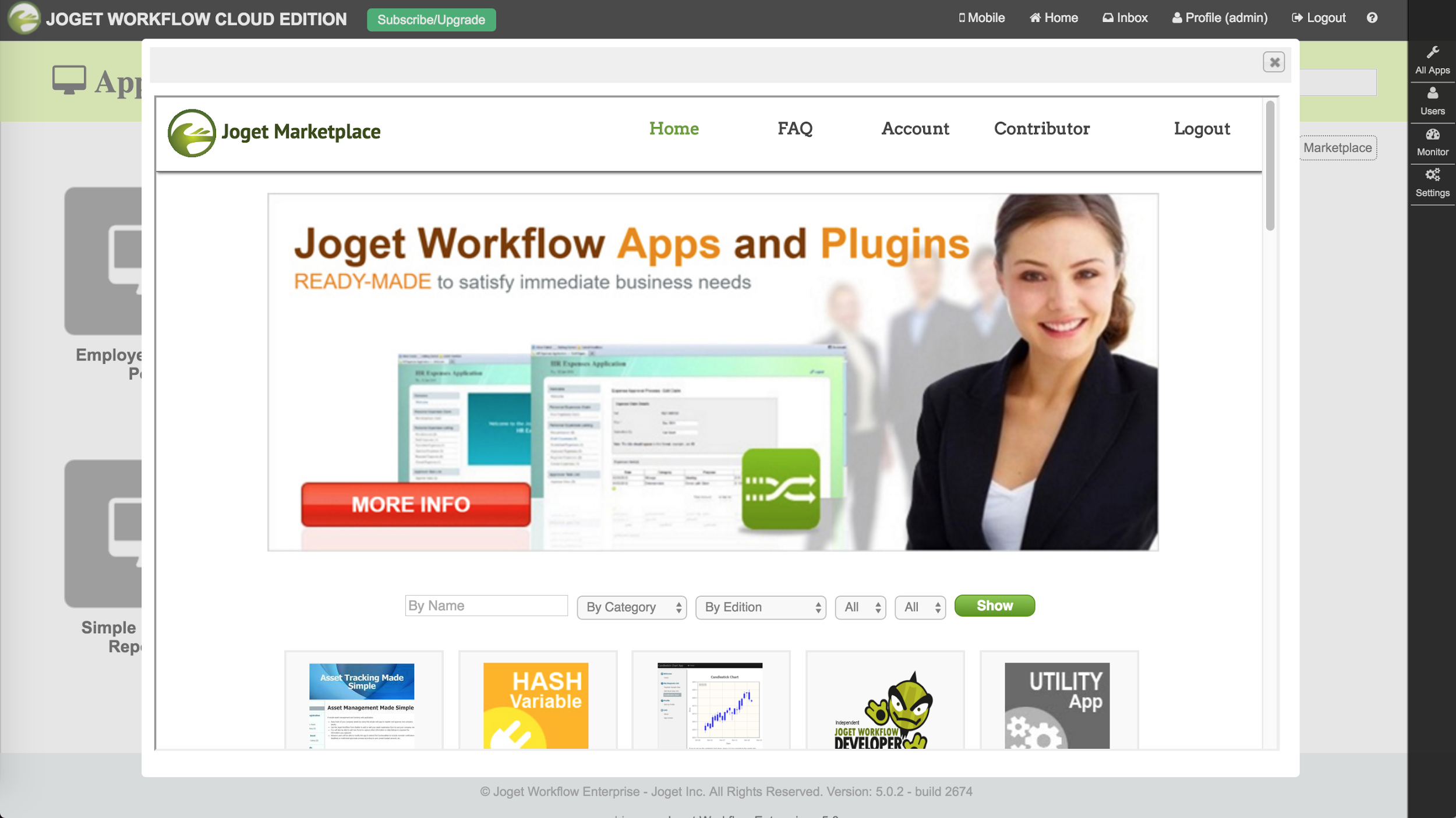Joget Marketplace: Seamlessly install apps directly from the Joget Marketplace.
