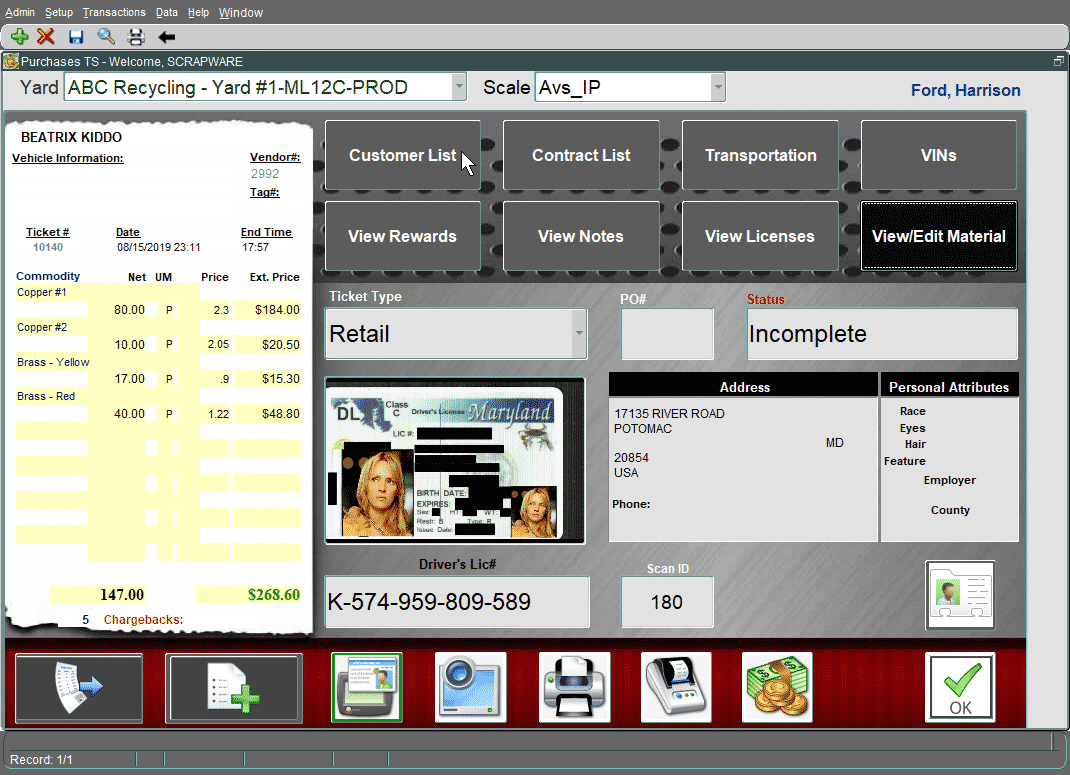 ScrapWare screenshot: ScrapWare invoices
