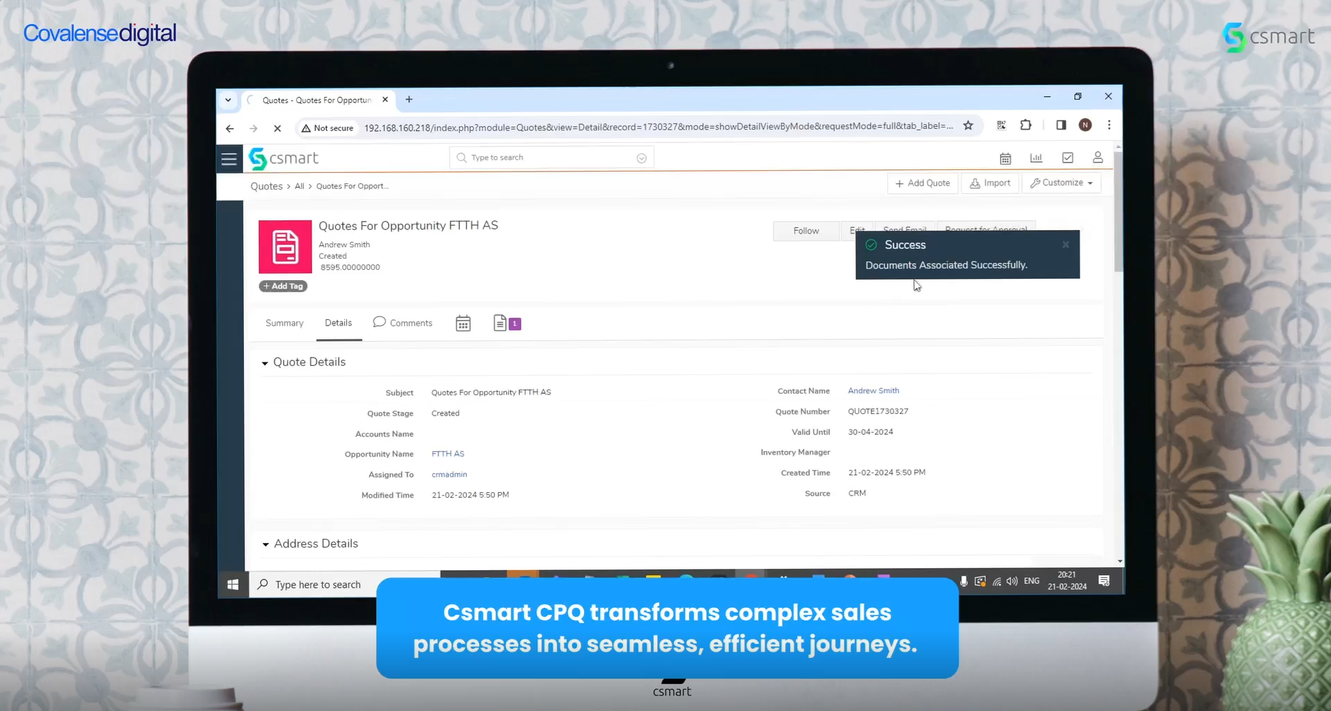 Csmart CPQ screenshot: Csmart CPQ platform