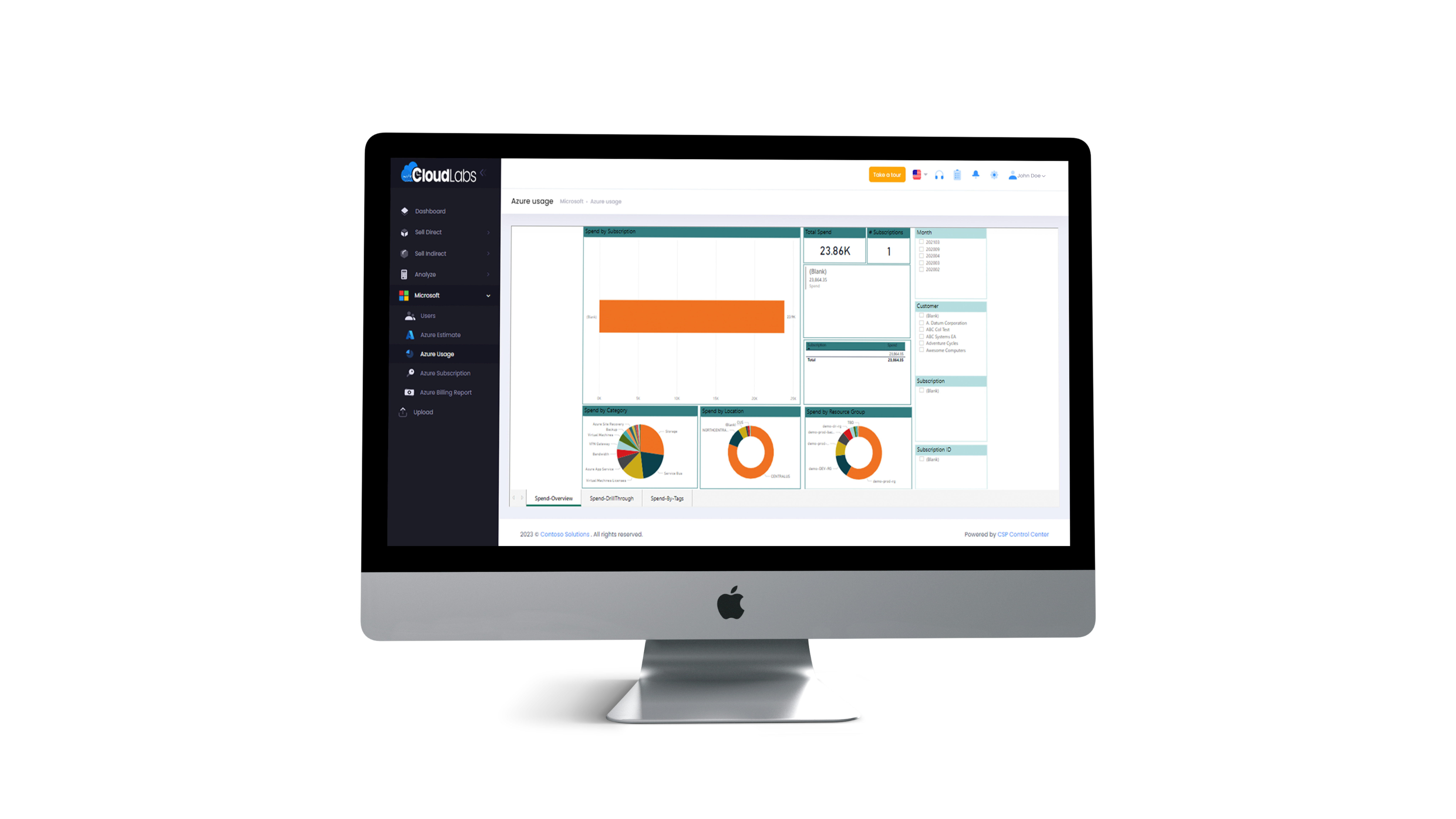 CSP Control Center Software - Azure Usage Dashboard