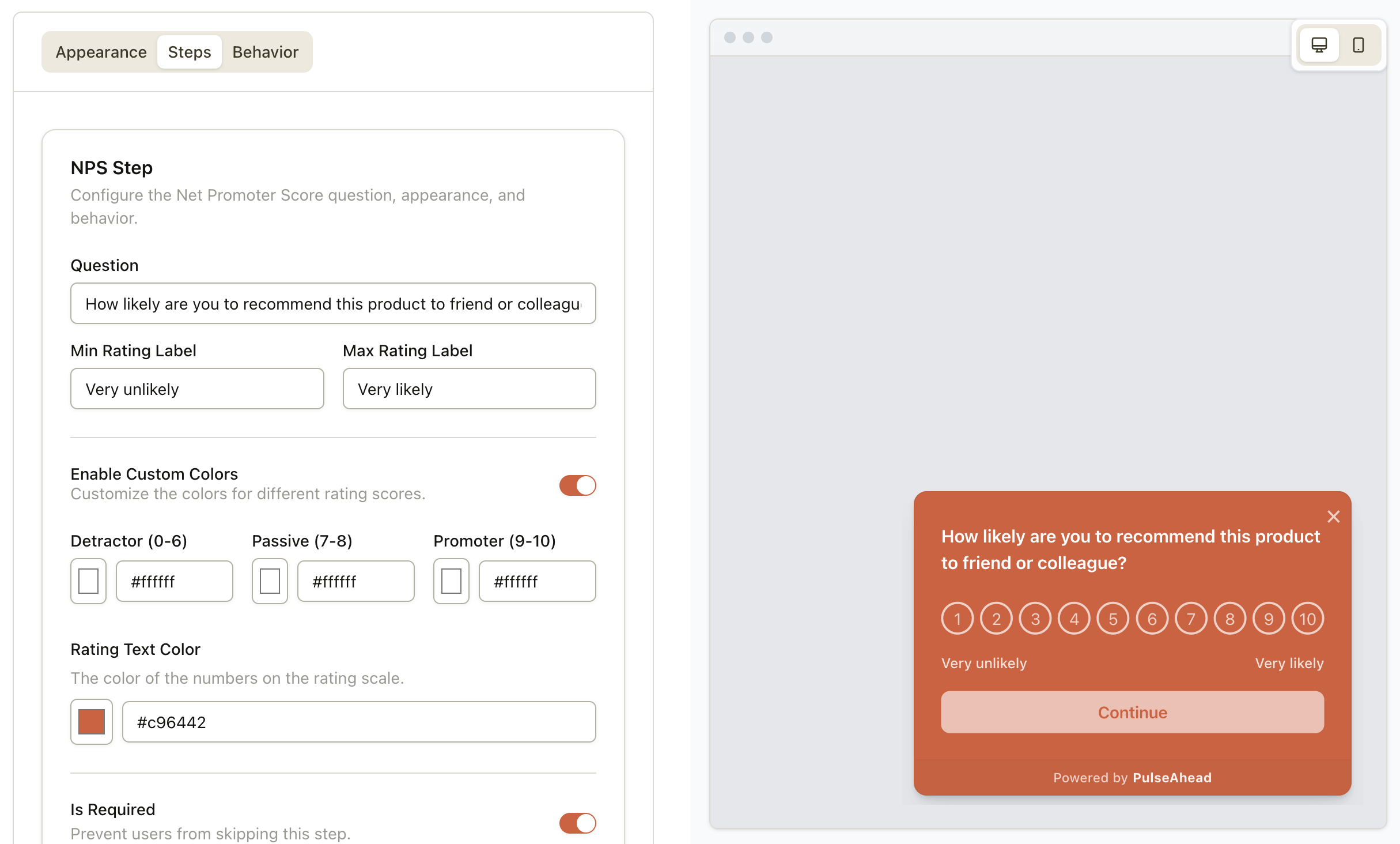 PulseAhead screenshot: Pulseahead widget editor