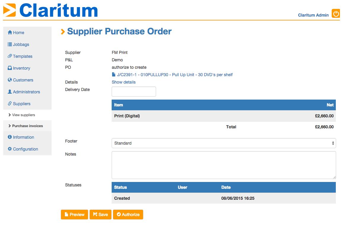 Manage purchase orders