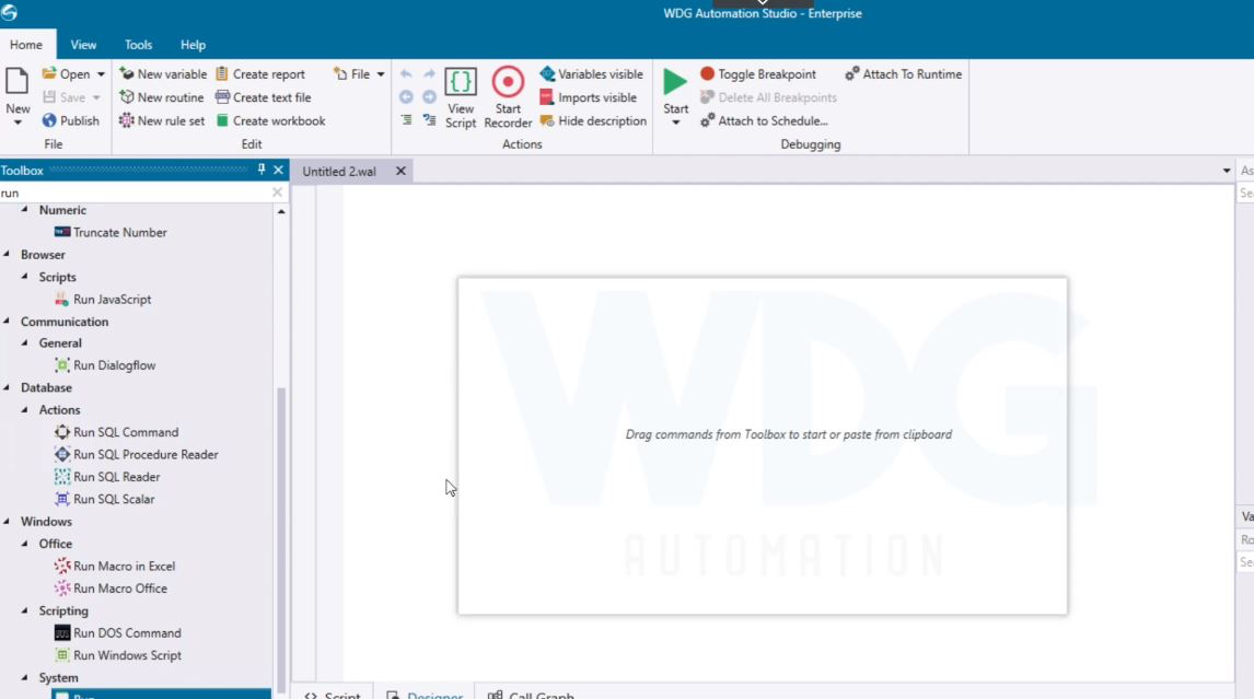 WDG Automation drag commands