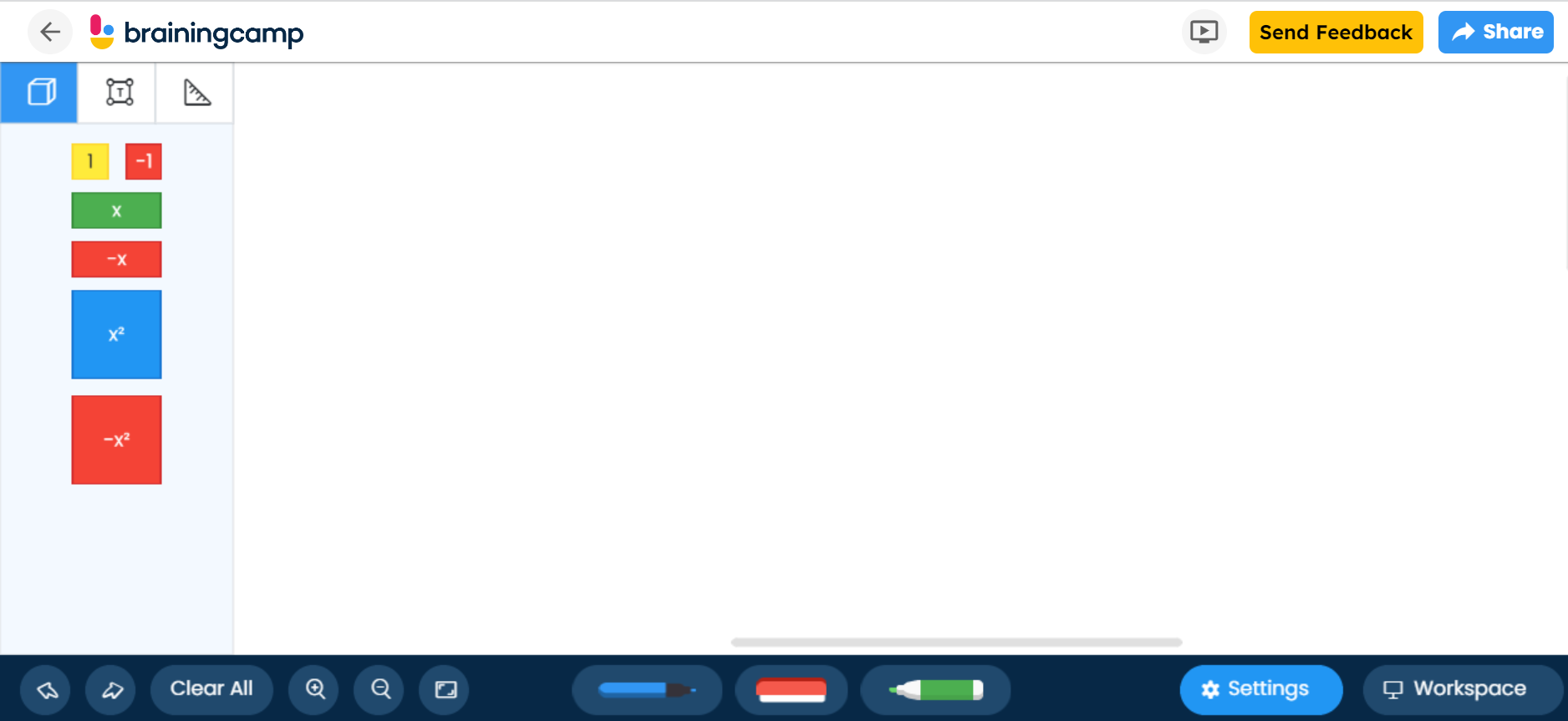 Brainingcamp screenshot: Brainingcamp algebra tiles