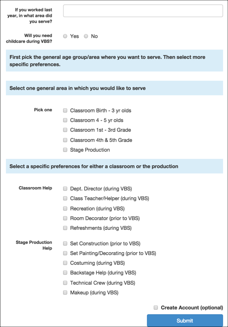 TouchPoint Software - Users can create their own custom volunteer registration forms in TouchPoint, and send these out to enlist past or potential volunteers