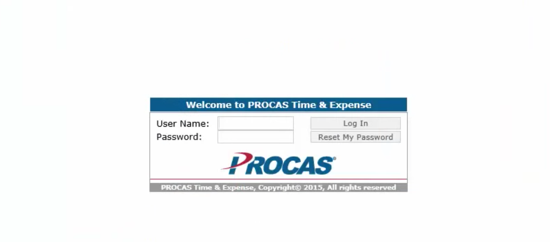 PROCAS Accounting for Government Contractors Software - Log in to PROCAS securely with user name and password
